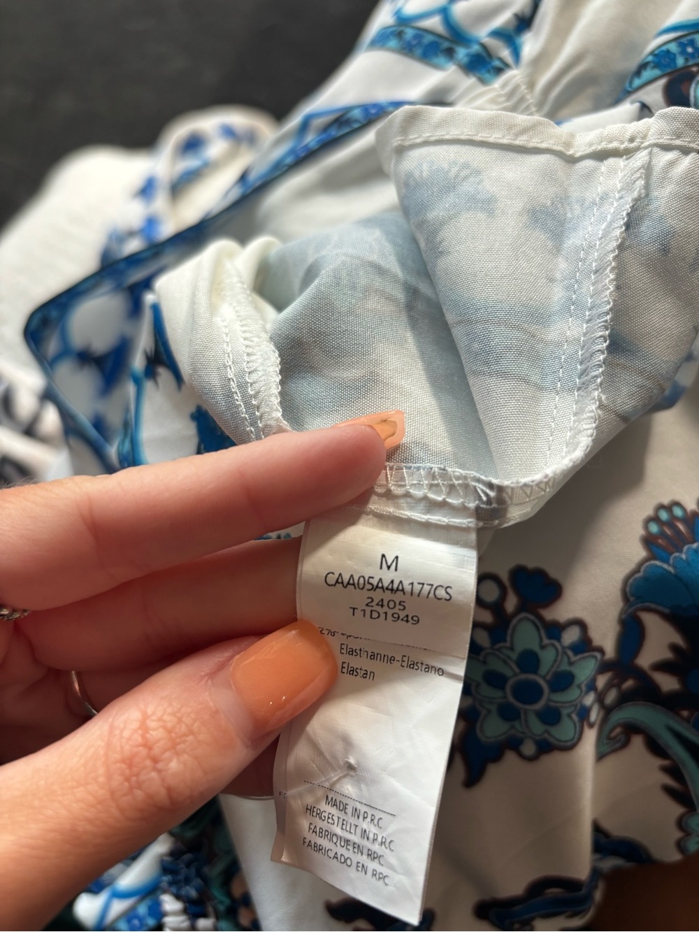 Blue & White Printed V-Neck Swim Coverup Dress - Picture 4 of 8